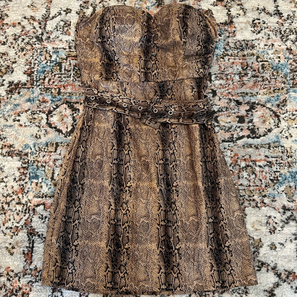 Womens fashionova snakeskin print strapless mini dress